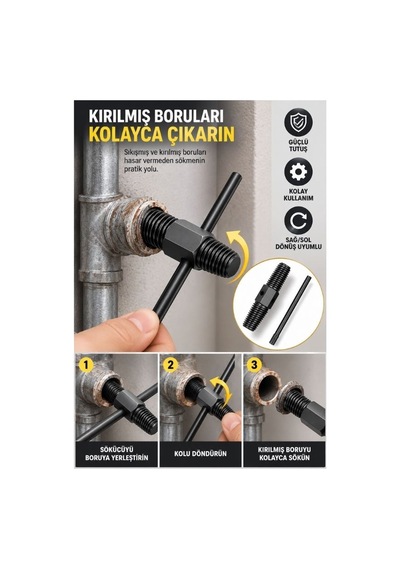 Kırık Musluk Sökme Aparatı Ters Kılavuz Sıkışmış Boru Çıkarıcı Seti 11-22mm