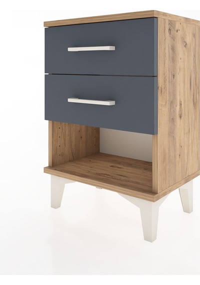 Arges Komodin 2 Çekmeceli 44x30x64 Çam-antrasit Atlas Çam