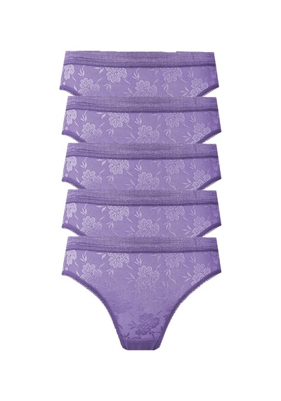 5Li Kadın Dantelli Bikini Külot Pamuklu Arkası Düz