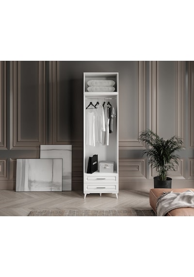 GuneyStore Gözde 2 Kapaklı Yüklüklü Komple MDF Beyaz Gardırop