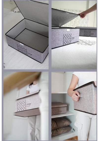 Keçe Kapaklı Mega Plus Baza Hurcu, Çok Amaçlı Düzenleyici Organizer Kutu Mega Boy 57x41x31cm Gri