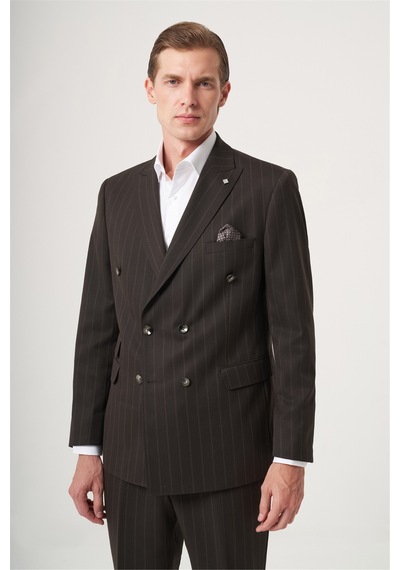 İmza Kahverengi Kırlangıç Yaka Çizgili Kruvaze 6 Drop Slim Fit Tam Astar Esnek Takım Elbise 1001260286 İmza Kahverengi Kırlangıç Yaka Çizgili Kruvaze 6 Drop Slim Fit Tam Astar Esnek Takım Elbise 1001260286