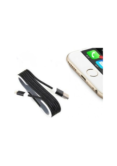 Apple Uyumlu iPhone Örgü Şeklinde Renkli Çelik Şarj Data Kablosu - Siyah Çok Renkli