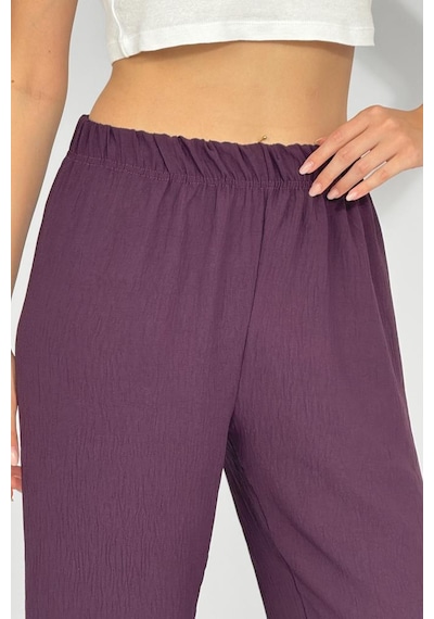 Kadın Beli Lastikli Ayrobin Eşofman Pantolon Mürdüm