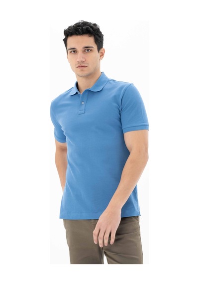 AR-MA Arma Erkek %100 Pamuk Basic Polo Yaka Regular Fit T-shirt Y25374351201 Mavi