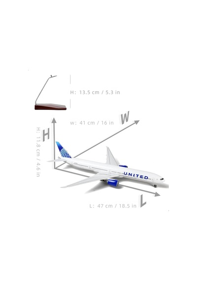 1/157 Ölçekli Boeing 777 United Airlines 47 Cm Model Uçak