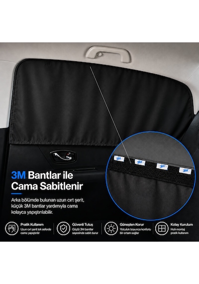 Microcase Universal Oto Güneşlik Perde Yan Cam Güneşliği Anne Bebek Çocuk Perdesi 2 Adet - Al5634 Siyah