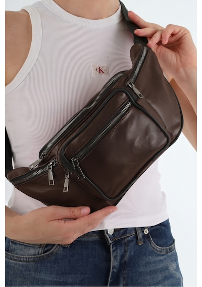 Nahitatyana Unisex Acıkahve Çok Cepli Hakiki Deri Freebag Bel Çantası Ve Omuz Çantası Acıkahverengi - 121763658 Acıkahverengi