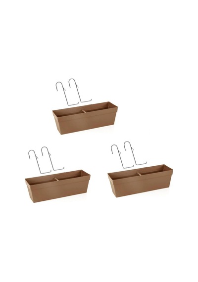 Omnipazar So-yb02a Askılı Yalı Balkon Saksı 10.8 Lt Mocha 3 Adet