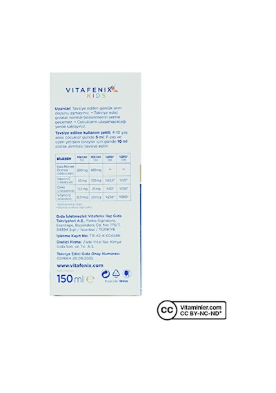 Vitafenix Kids Kara Mürver Ekstresi 150 Ml