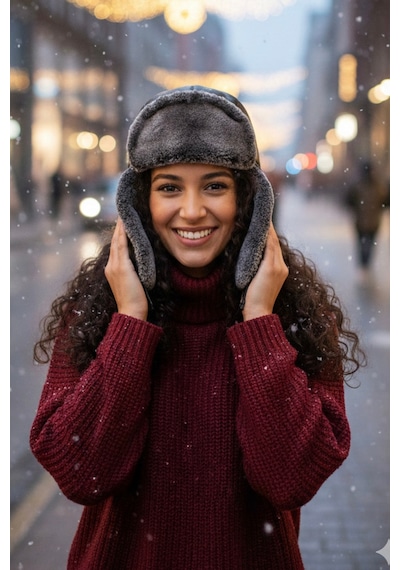 Mollycrush Kadın Kışlık İçi Kürklü Kulaklı Ushanka Şapka Su Geçirmez Suni Deri Dış Yüzey Pilot Bere Siyah