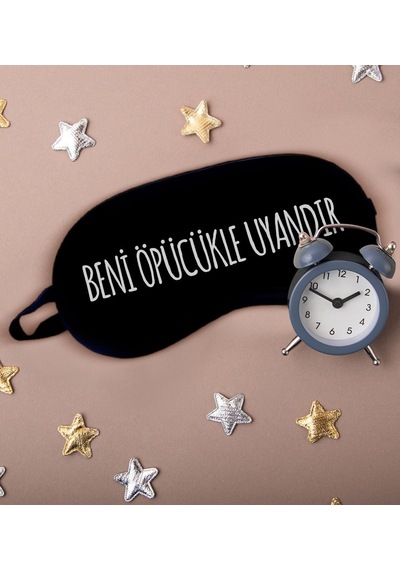 Bk Gift Esprili Uyku Göz Bandı, Arkadaşa Hediye, Doğum Günü Hediyesi, Uyku Bandı-2-22 Beyaz - Siyah