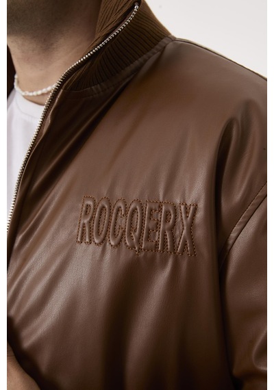 Rocqerx X-2040 Nakış Detaylı İçi Elyaflı Deri Mont Taba