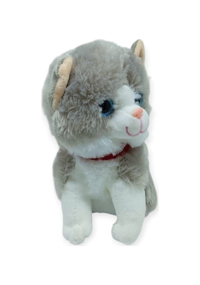 Sesli Peluş Kedi 25 Cm - Gri