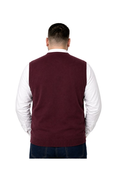 Battalmoda Erkek Büyük Beden Bordo Cepli Triko Yelek 3xl-4xl-5xl-6xl