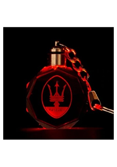 Maserati Işıklı Anahtarlık 7 Renk Şık Oto Car Keychain Kaliteli Logo Amblem