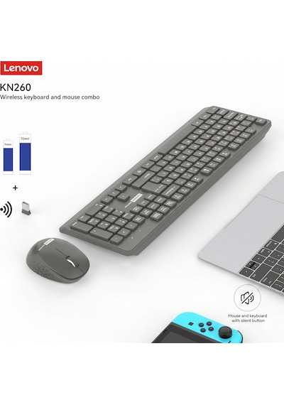 Kn260 Kablosuz Klavye Mouse Set Sessiz Siyah 870042257 Optik