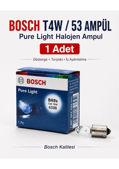 Bosch T4w / 53 Ampul 12v 4w Park Plaka Torpido İç Aydınlatma Ampulü 1 Adet