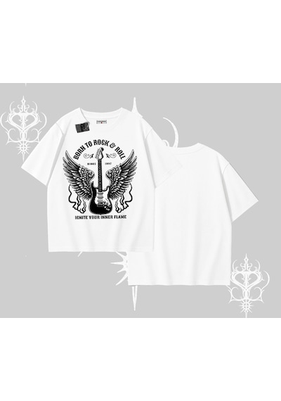 Tarzsokak Oversize Tshirt Born To Rock Eternal Flame Legacy Beyaz