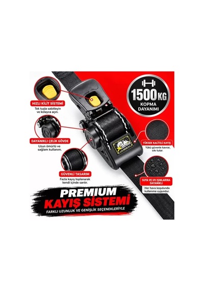 Hubrendy Sh Sunup Sn-37790 Otomatik Geri Sarımlı Cırcırlı Yük Bağlama Kayışı Halatı 3 Metre 2 Ton