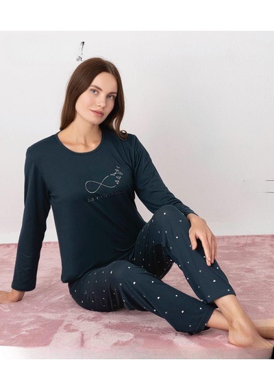 Pijamoni Kadın Milan Bisiklet Yaka Uzun Kol İnce Pijama Takımı 7600/38 - 1 Adet Koyu Yeşil Pijamoni Kadın Milan Bisiklet Yaka Uzun Kol İnce Pijama Takımı 7600/38 - 1 Adet Koyu Yeşil