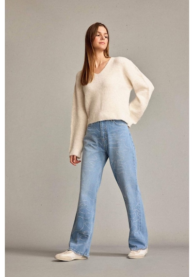 Defacto Baggy Fit Yüksek Bel Düz Paça Jean Pantolon G0586ax25smbe702 Mavi
