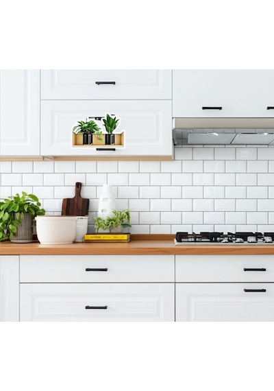 Raflı Bitki Tasarımlı Yapışkanlı Sticker Seti Modern Duvar Dekoru
