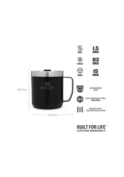 The Legendary Camp Mug Kapaklı Termos Bardak 0.35l 12oz - Matte Black Pebble Siyah