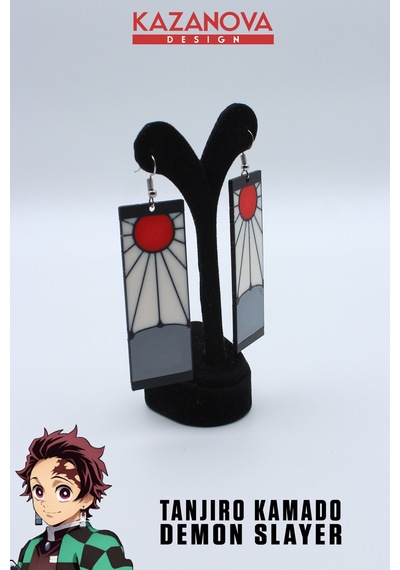 Kazanova Design Tanjiro Kamado Hanafuda Küpe Çok Renkli Demon Slayer Anime Cosplay Aksesuar