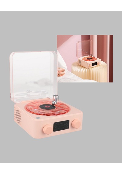 Retro Bluetooth Hoparlör Kristal Ses Gece Lambası Saatli Tasarım