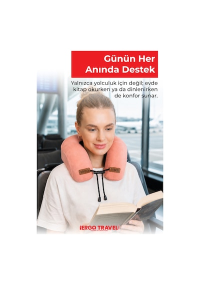 Viscofoam Lux Ortopedik Seyahat Yastığı Visco Boyun Destekli Seyahat Yastığı - Somon