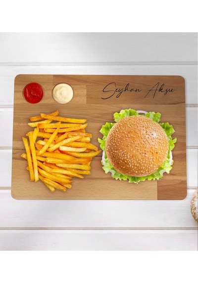 Kişiye Özel Doğal Masif Ahşap Yemek Sunum Ve Servis Tepsisi