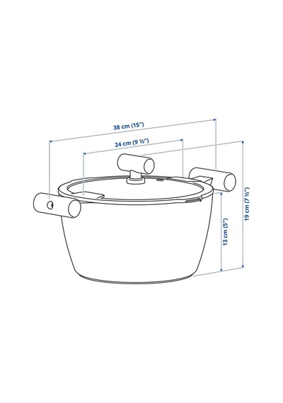Ikea Klıppfısk Kapaklı Tencere 5 L 24 Cm Kahverengi - Lacivert 2 Parça