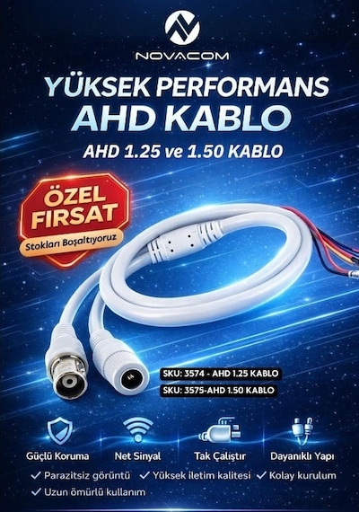 Novacom 3574 Ahd 1.25 Bnc - Dc Soketli Kamera Bağlantı Kablosu 1,25-3y / Ph-2y