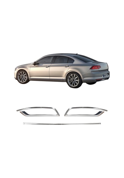 Volkswagen Passat B8.5 Uyumlu 2019 Ve Üzeri Egzoz Çıkış Kromu 3 Parça Tek Çıkış Paslanmaz Çelik