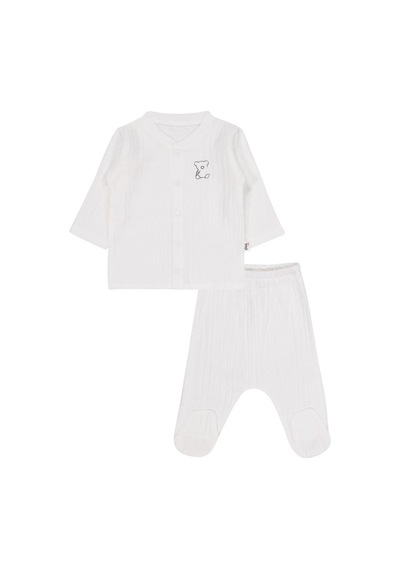 Civil Baby Ayıcık Baskılı 1-9 Ay Pijama Takımı - Ekru