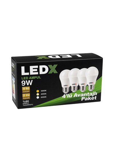 Ledx Al-ll9-4 9 Watt 6500k Beyaz E27 Duy 4 Lü Avantajlı Paket Ampul