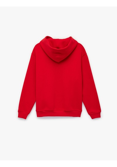 Koton Üç İplik Şardonlu Uzun Kollu Kapüşonlu Basic Sweatshirt Kırmızı 6wak10032ek