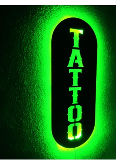 Tattoo Dövme Led Işıklı Ahşap Tablo Tabela (540026509)
