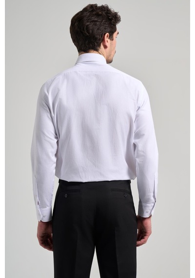 İmza Beyaz Sert Yaka Düz Classic Pamuklu Comfort Fit Gömlek 1004250213 Beyaz
