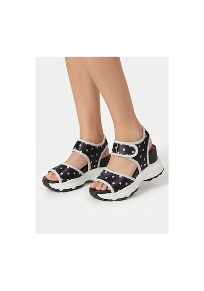Elvı Siyah Kadın Dolgu Topuklu Spor Sandalet 9 Cm Siyah