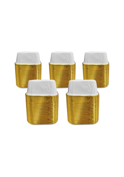 Kafem Muffin Kek Kapsülü Kare Beyaz-altın 25li X 5 Paket - K38 Beyaz