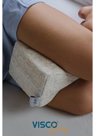 Bacak Arası Visco Yastık Doğal Keten Kılıflı 25x19x13 Cm