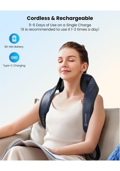 Comfıer Isıtmalı Shiatsu Boyun Masajı, Derin Doku Ağrısını Gidermek İçin Kablosuz Boyun Ve Omuz Masajı, Grafen Isıtma, 4d Yoğurma Sırt Masajı Yastığı, Şarj Edilebilir Comfıer Isıtmalı Shiatsu Boyun Masajı, Derin Doku Ağrısını Gidermek İçin Kablosuz Boyun Ve Omuz Masajı, Grafen Isıtma, 4d Yoğurma Sırt Masajı Yastığı, Şarj Edilebilir