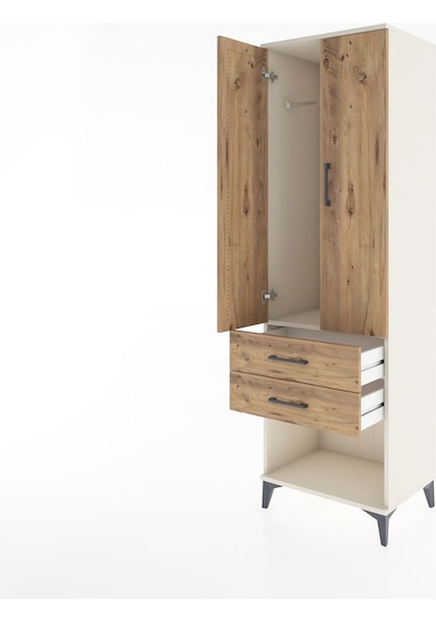 Hyperion Dolap Tek Raflı 2 Çekmeceli Tek Askılı 60x44x195 Aytaşı-çam Aytası