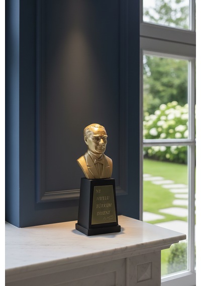 Atatürk Büstü Mini 13cm Polyester Hediye Dekoratif Büst Heykel 001