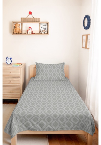 Gri Geometrik Modern Genç Odası Tek Kişilik Pike Takımı-antrasit Minimal 160x220 Cm Yatak Örtüsü Mumlu Saten Serabı