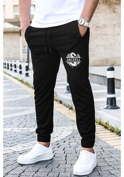 Blackjack Giyim Erkek Slim Fit Jogger Eşofman Altı Siyah Chines