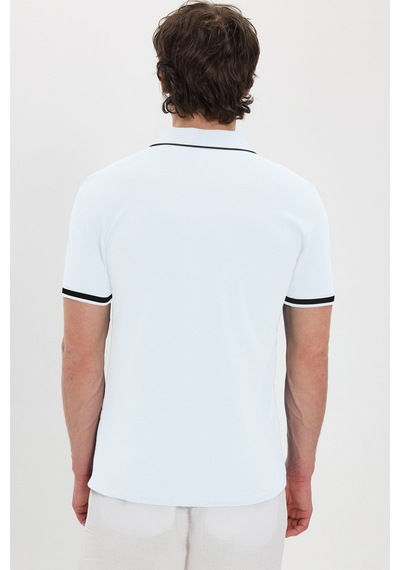 Tudors Erkek Slim Fit Dar Kesim %100 Pamuk Jakarlı Düz Yaka Ve Kol Detaylı Beyaz Polo Yaka Tişört-50213 Tudors Erkek Slim Fit Dar Kesim %100 Pamuk Jakarlı Düz Yaka Ve Kol Detaylı Beyaz Polo Yaka Tişört-50213
