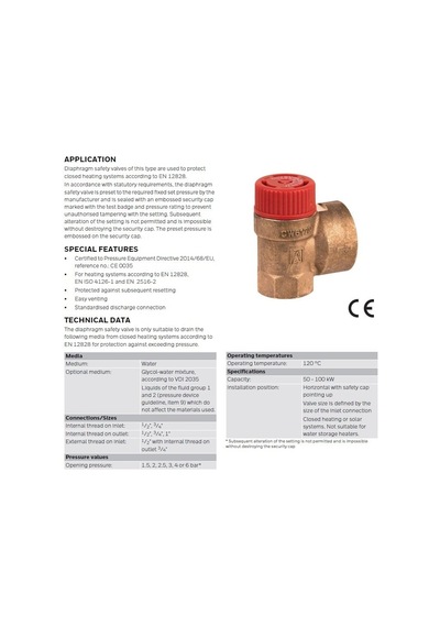 Sm110-1/2A6.0 Emniyet Ventili - (1/6'' / 6 Bar)